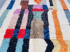 Handwoven Moroccan Wool Rug – Beni Ourain Style – Neutral Cream Shaggy Rug – Eco-Friendly Living Room Carpet