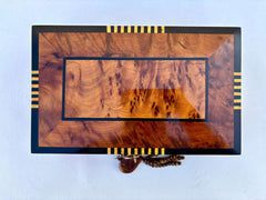 10"×6" Moroccan Thuya Burl Wood Jewelry Box – Handmade Lockable Decorative Storage Box, Custom Engraved Gift for Women