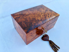 8"×5" Exquisite Moroccan Thuya Wood Jewelry Box – Handmade Luxury Gift Box with Mother of Pearl Inlay, Lockable Design