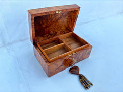 8"×5" Exquisite Moroccan Thuya Wood Jewelry Box – Handmade Luxury Gift Box with Mother of Pearl Inlay, Lockable Design