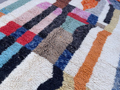 Colorful Boujaad Wool Rug - Handmade Moroccan Berber Carpet - Custom Tufted Area Rug - Bohemian Home Decor
