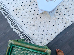 Black Dots Moroccan Rug, Custom Moroccan Rug with Black Dots – Modern & Cozy