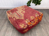 Moroccan Vintage Travel Pouf - Antique Suitcase Base + Kilim Cushion, Globe-Trotter’s Boho Accent