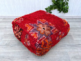 Moroccan-Tropical Pouf - Pineapple & Palm Frond Embroidery, Vacation Vibes for Year-Round Summer