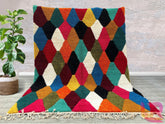Authentic Moroccan Boujaad Rug - Multicolored Handwoven Berber Carpet - Custom Area Rug for Bedroom or Living Room