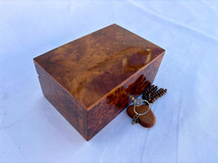 6"x4" Thuja wood box Hand Carved Wooden Multipurpose Keepsake Jewelry, Luxury Lockable Thuja Burl Wood Jewelery Box with Key, Couples Gift