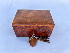 6"x4" Thuja wood box Hand Carved Wooden Multipurpose Keepsake Jewelry, Luxury Lockable Thuja Burl Wood Jewelery Box with Key, Couples Gift