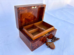 6"x4" Thuja wood box Hand Carved Wooden Multipurpose Keepsake Jewelry, Luxury Lockable Thuja Burl Wood Jewelery Box with Key, Couples Gift