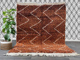 Moroccan Berber White Wool rug, beni ourain rug, Brown rugs for living room, wool rug large, rugs custom, rugs and carpet