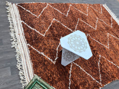 Moroccan Berber White Wool rug, beni ourain rug, Brown rugs for living room, wool rug large, rugs custom, rugs and carpet