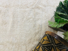 Blue Line Handmade Moroccan Wool Rug – Beni Ourain Style – Cream & Pink Tribal Design – Custom Area Rug for Living Room