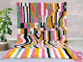 Luxury Moroccan Berber Rug - Handwoven Beni Ourain Wool Carpet, Cream & Pink Tribal Design, Custom Area Rug for Boho Chic Homes