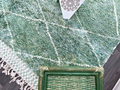 Green Diamonds Authentic Handmade Moroccan Green Wool Rug – Berber Design for Modern Interiors