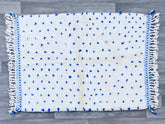 Blue Moroccan Rug - Striped Tufted Beni Ourain Rug - Handmade Wool Area Rug 8x10 - Berber Carpet for Living Room