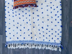 Blue Moroccan Rug - Striped Tufted Beni Ourain Rug - Handmade Wool Area Rug 8x10 - Berber Carpet for Living Room