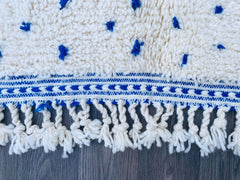 Blue Moroccan Rug - Striped Tufted Beni Ourain Rug - Handmade Wool Area Rug 8x10 - Berber Carpet for Living Room