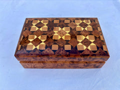 8"x5" Jewelry Box Wood Burl, Handmade Jewelry Box with lock ,Moroccan Wooden Jewelry Box, Handmade Solid Thuya wood Burl jewellry Box