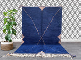 Authentic Boujaad Moroccan Rug - Handmade Blue Berber Carpet - Custom Size Wool Rug for Bohemian Home Decor