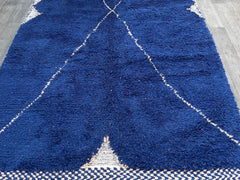 Authentic Boujaad Moroccan Rug - Handmade Blue Berber Carpet - Custom Size Wool Rug for Bohemian Home Decor