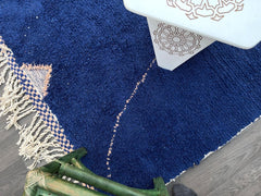 Authentic Boujaad Moroccan Rug - Handmade Blue Berber Carpet - Custom Size Wool Rug for Bohemian Home Decor