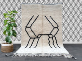Custom Moroccan Boujaad Rug - Handmade White Black Berber Carpet - Authentic Beni Ourain Area Rug - Boho Home Decor