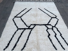 Custom Moroccan Boujaad Rug - Handmade White Black Berber Carpet - Authentic Beni Ourain Area Rug - Boho Home Decor