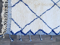 Diamonds Blue & White Moroccan Rug - Handmade Mrirt Wool Carpet - Custom Boujaad Rug - Personalized Berber Area Rug - Boho Decor