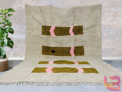 Luxury Moroccan Beni Ourain Rug – Handwoven Cream Wool Carpet – Custom Size for Living Room or Bedroom