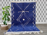 Blue Beni Ourain Rug - Handmade Moroccan Berber Carpet - Authentic Wool Area Rug - Bohemian Living Room Decor