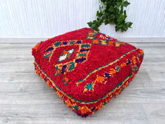 Set of 2 Poufs Moroccan leather pouf, Moroccan Ottoman pouf, moroccan pouffe, Moroccan vintage, leather pouf Darker