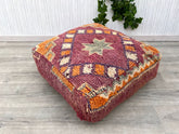 kilim pouf ,Multi Color Moroccan pouf.vintage pouf .Beni ouarain pouf. square pouf .outdoor kilm pouf.Yoga meditation.ottoman pouf,handmade