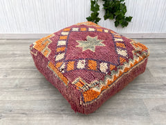 kilim pouf ,Multi Color Moroccan pouf.vintage pouf .Beni ouarain pouf. square pouf .outdoor kilm pouf.Yoga meditation.ottoman pouf,handmade