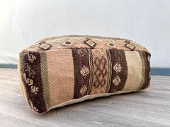 Moroccan wool pouf, kilim pouf, 60x60x32 pouf, footstool