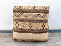 Moroccan wool pouf, kilim pouf, 60x60x32 pouf, footstool