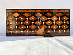 12"×8" Handmade Thuya Wood Jewelry Box with Lock – Mother of Pearl Inlaid, Keepsake Storage Box