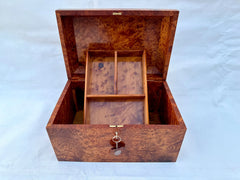 15"x10",High-Quality Thuya Burl Jewelry Box – Lockable Wooden Jewelry Organizer, Christmas Gift Idea