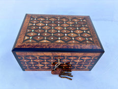 12"×8" Handmade Thuya Burl Wood Jewelry Box – Moroccan-Inspired Design, Luxury Jewelry Organizer
