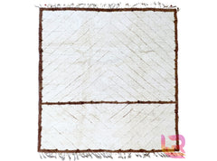 Brown Line Authentic Boujaad Moroccan Rug - Handmade Berber Carpet - Bohemian Design - Custom Sizes for Any Room