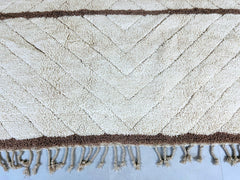 Brown Line Authentic Boujaad Moroccan Rug - Handmade Berber Carpet - Bohemian Design - Custom Sizes for Any Room