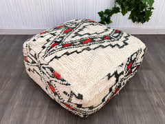 Moroccan Floor Cushion, Cushion Handmade Pouf, Nursery Room Square Pouf, Berber Natural Artwork Bedroom Sofa, Pouf Ottoman