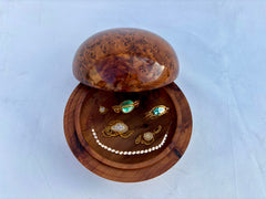 8"x8" Wooden Thuya pebble Boxes, round boxes thuya wood , jewelry boxes, boxes thuya burl handmade Morocco, Box thuya Burl