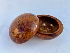 8"x8" Wooden Thuya pebble Boxes, round boxes thuya wood , jewelry boxes, boxes thuya burl handmade Morocco, Box thuya Burl