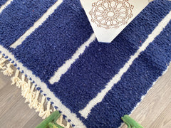 BENI OURAIN RUG, White Blue Moroccan Rug, Custom Size Decorative Berber Rug, Dotted Handmade Area Rug, High-Quality Wool Moroccan Carpet