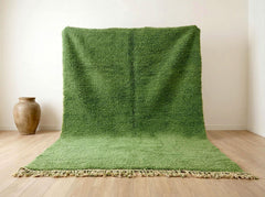 Green Beni Ourain Moroccan Rug – Handmade Berber Wool Carpet, Abstract Tribal Area Rug for Modern Boho Living Room