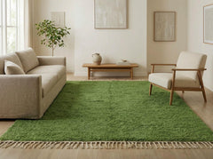 Green Beni Ourain Moroccan Rug – Handmade Berber Wool Carpet, Abstract Tribal Area Rug for Modern Boho Living Room