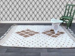 Geometric Brown Luxury Beni Ouarain Moroccan Rugs | Handmade & Fair Trade