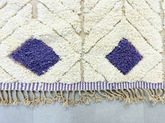 Handwoven Moroccan Rug - Beni Ourain Style Wool Carpet - White & Blue Tribal Design - Custom Area Rug for Home Decor