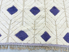 Handwoven Moroccan Rug - Beni Ourain Style Wool Carpet - White & Blue Tribal Design - Custom Area Rug for Home Decor