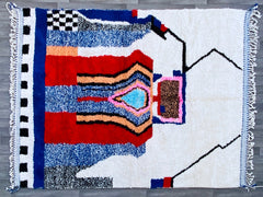 Colorful Moroccan Boujaad Rug – Handmade Berber Carpet – Custom Multicolored Area Rug for Living Room or Bedroom
