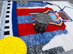 Colorful Moroccan Boujaad Rug – Handmade Berber Carpet – Custom Multicolored Area Rug for Living Room or Bedroom